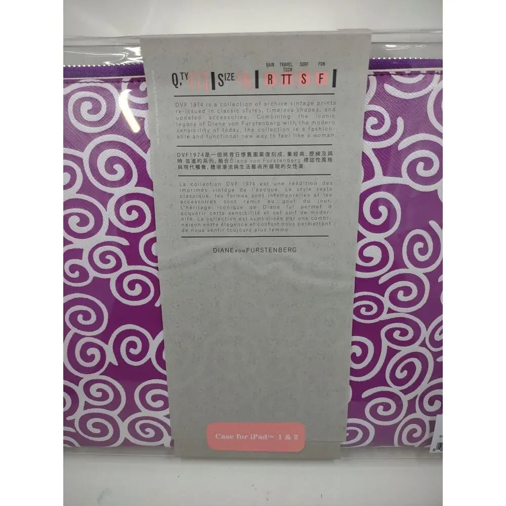 Diane von Furstenberg DVF Purple And White Swirl iPad 1 & 2 Zippered Soft Case
